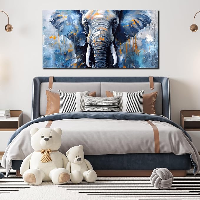 ENTANUB Elephant Wall Art for Living Room, Animal Canvas Print Painting for - Image 4