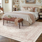 Washable Rug 6x9 Area Rug for Living Room Pink Vintage Boho Medallion Large - Image 6