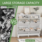 Shoe Cabinet with 4 Flip Drawers, Hidden Slim Wooden Shoe Rack Cabinet - Image 6