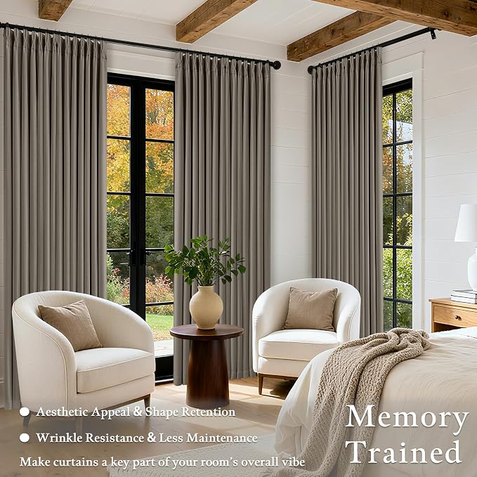 Desert Taupe Pinch Pleated Blackout Curtains 108 Inches Long - Image 4