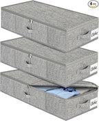 Under Bed Storage Container Bin 3 Pack, Low Profile Foldable Underbed Clothes by KUKIKAN
