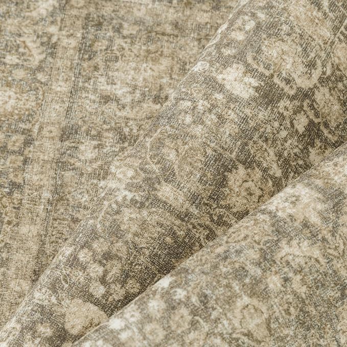 Brown Area Rug 6x9 Machine Washable Vintage Living Room Distressed Non Slip - Image 9