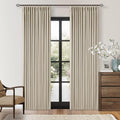 Neutral Beige Linen Pinch Pleated Blackout Curtains 84 Inches Long by Twodrapes