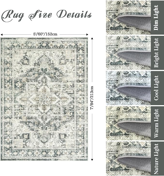 zesthome 5x7 Washable Rug-Stain Resistant Area Rugs - Image 2