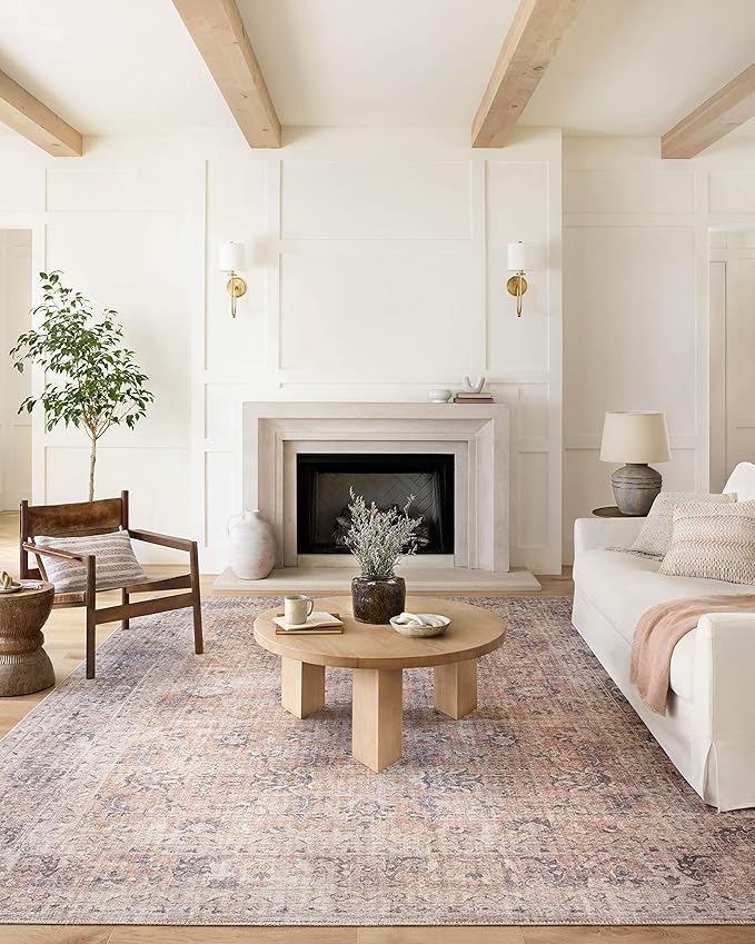 Loloi Skye Collection SKY-01 Blush/Grey 8'-0" x 8'-0" Round Area Rug - Image 5
