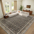 Washable 9x12 Area Rugs for Living Room, Boho Non-Slip Vintage Distress Lager by Hedwior