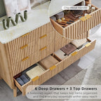 T4TREAM Fluted 9 Drawer Dresser, Modern Chest of Drawers - Image 5