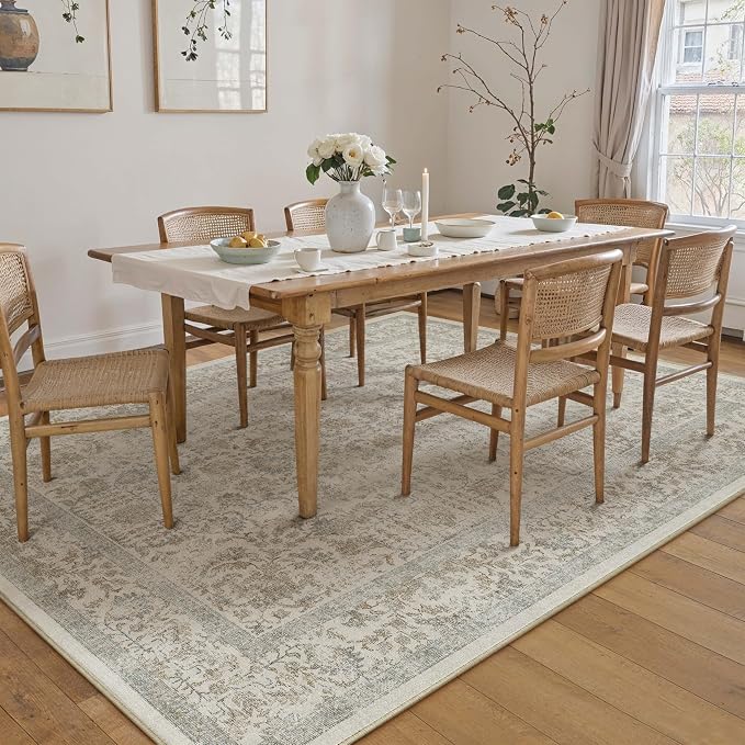 Taupe Area Rug 8x10 Machine Washable Large Vintage Living Room Distressed Non - Image 6
