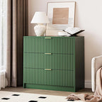Green Fluted Dresser for Bedroom, 32 Inch Wide Nightstand by MAISONARIA