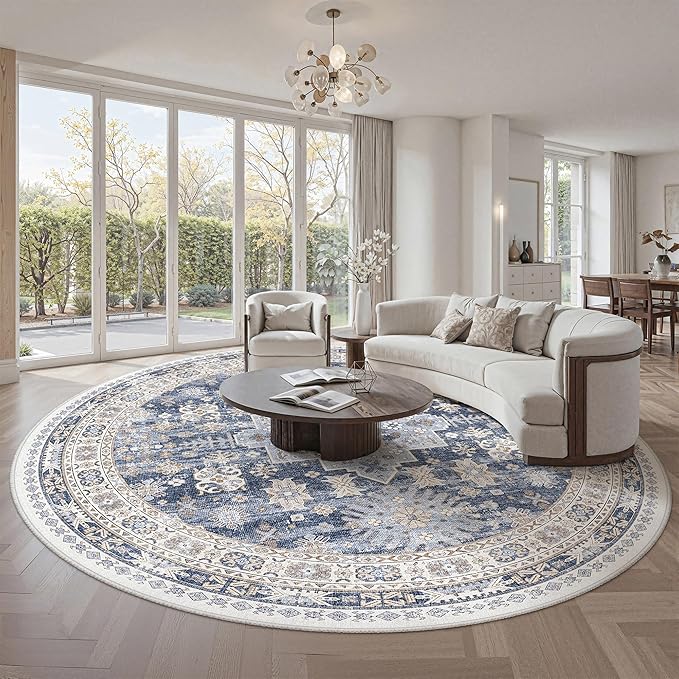 zesthome 8ft Round Rugs for Living Room, Non-Slip Washable Round Area Rugs - Image 3