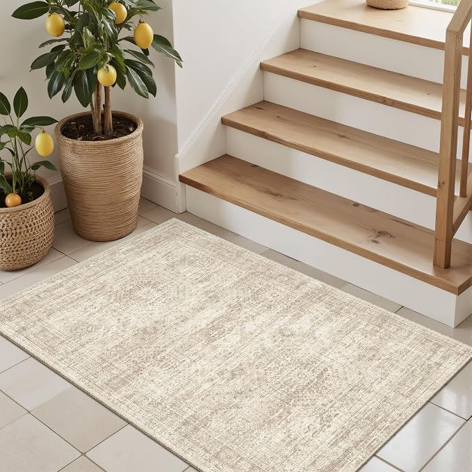 2x3 Washable Rugs for Kitchen, Powder Room Small Area Rug Non-Slip Vintage Low - Image 9