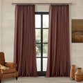 Chestnut Brown 100 Inch Floor Length Linen Blackout Curtains by Twodrapes