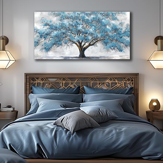 JuhaiArt Tree Wall Decor Teal Wall Art - Image 2