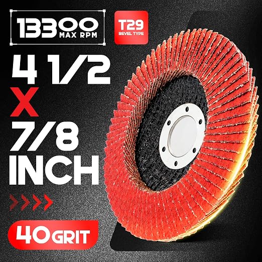 EZARC Ceramic Flap Discs 40 Grit, 4 1/2 x 7/8-Inch Flap Sanding Disc, Type 29 - Image 2