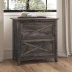 Bush Furniture Key West 2 Drawer Lateral File Cabinet in Dark Gray Hickory | - Image 2