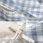 MooMee Gingham Duvet Cover Set 100% Washed Cotton Linen Like Textured - Image 8