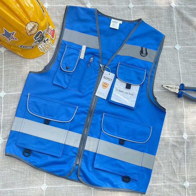 TCCFCCT Reflective Vest 9 Pockets High Visibility Safety Vest - Image 5