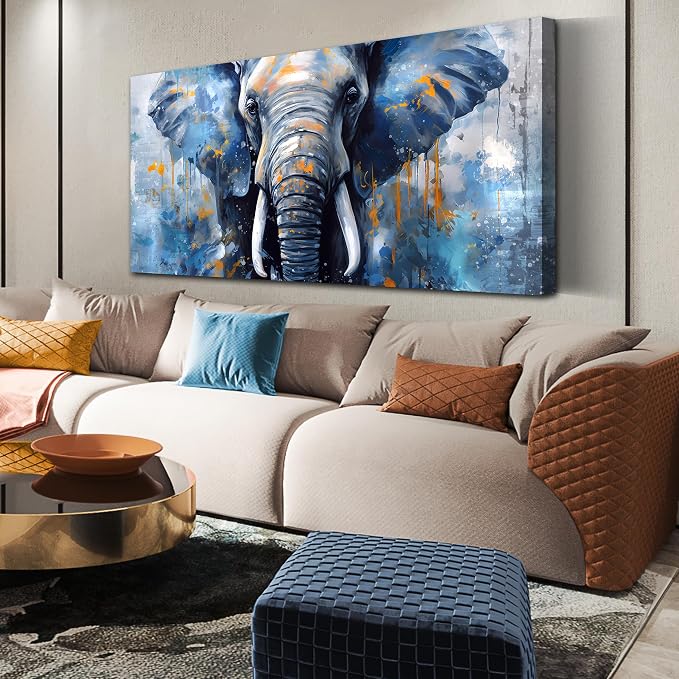 ENTANUB Elephant Wall Art for Living Room, Animal Canvas Print Painting for - Image 2