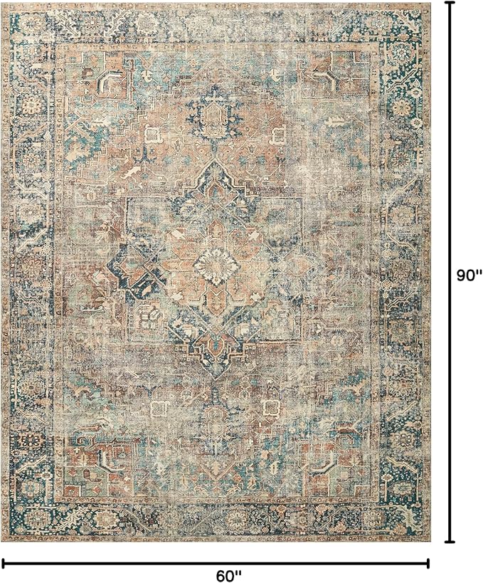 Loloi Margot Collection MAT-02 Terracotta/Lagoon 5'-0" x 7'-6" Area Rug feat. - Image 2