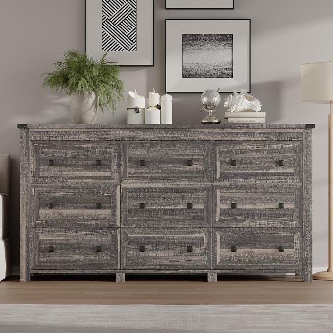 9-Drawer Dresser, Modern Wooden Storage Chest of Drawers, Dresser TV Stand - Image 3