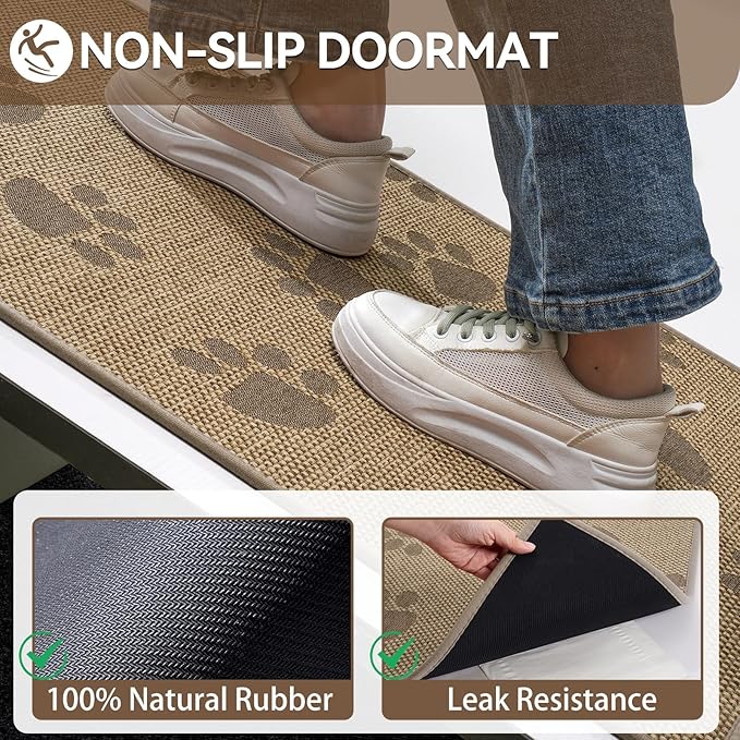Door Mat Indoor Entrance 31"x47", 0.16" Thin Paw Print Low Pile Doormat - Image 5