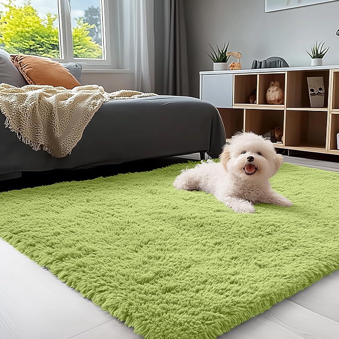 OLANLY 3x5 Machine Washable Small Bedside Rug, Soft Fluffy Shaggy Rugs by OLANLY