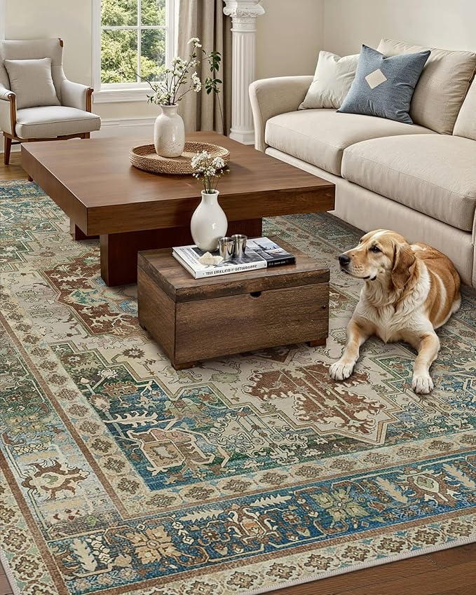 GENIMO 6X9 Area Rugs for Living Room, Machine Washable Vintage Floor Cover - Image 5