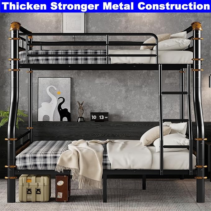 Upgraded Version Thicken Metal Heavy-Duty Full XL Over Queen Bunk Bed, Best - Image 3