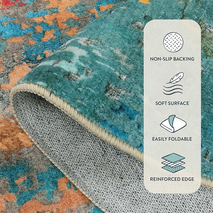 Lahome Modern Abstract Area Rugs 9x12 Living Room Rug, Washable Rugs - Image 4