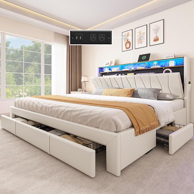 YITAHOME King Size Bed Frame, Storage Bed Frame by YITAHOME
