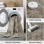 FMFUNCTEX 6x9 Washable Area Rug Brown Vintage Neutral Distressed Large Non Slip - Image 5
