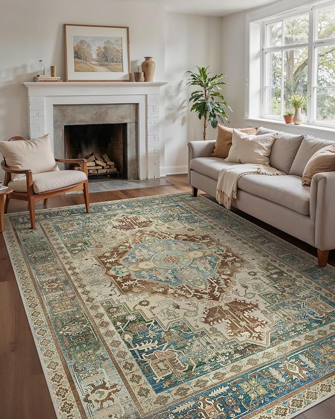GENIMO 6X9 Area Rugs for Living Room, Machine Washable Vintage Floor Cover by GENIMO