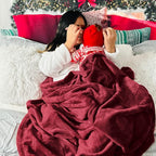 Bedsure GentleSoft Fleece Blankets King Size Burgundy - Image 5