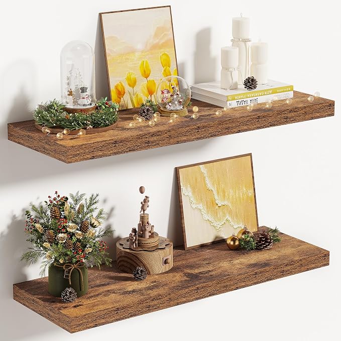 Vivelove 10 Inch Deep Floating Shelves 24 inch Long, 24 x 10 Wide Wall Shelves by VIVELOVE