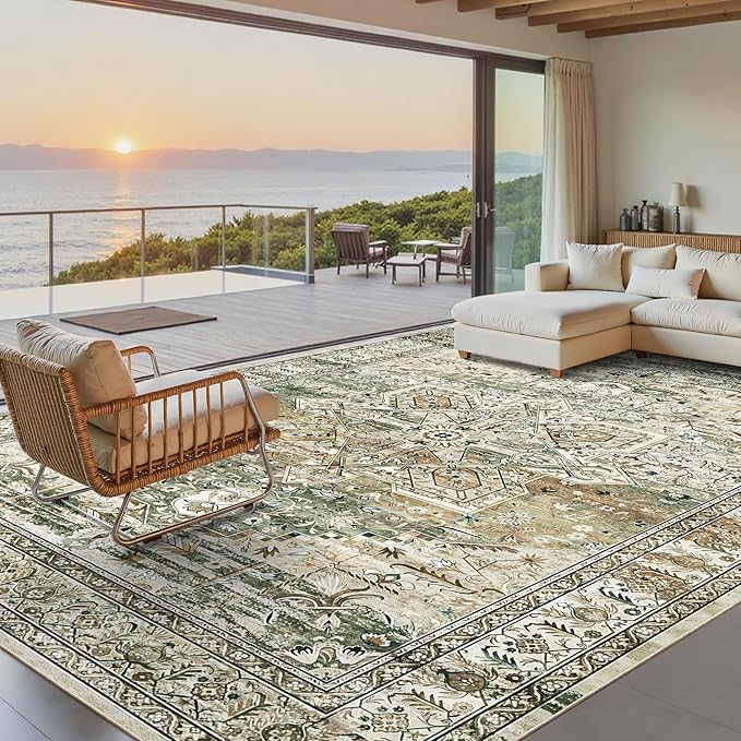 9x12 Area Rugs for Living Room, Non Slip Machine Washable Vintage Rugs - Image 2