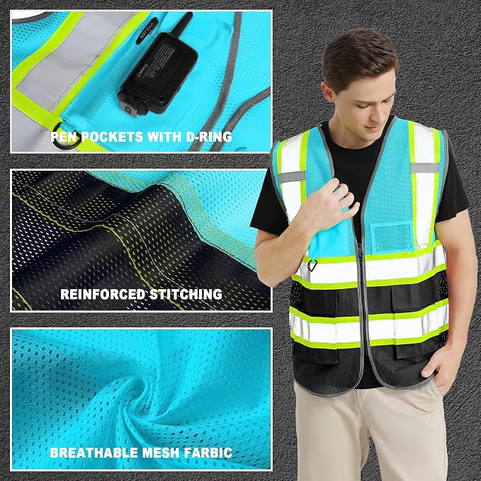 BeautyWill Custom Logo 10/20 Pack Safety Vest Class2 High Visibility Vest - Image 2