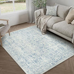Blue Area Rug 3x4 Office Entryway Rug Machine Washable Kitchen Vintage - Image 5