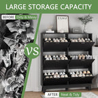 Shoe Cabinet with 6 Flip Drawers, Hidden Slim Wooden Shoe Rack Cabinet - Image 6