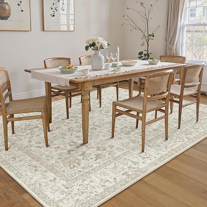 5x7 Taupe Area Rug Non Slip Vintage Living Room Distressed Machine Washable - Image 6