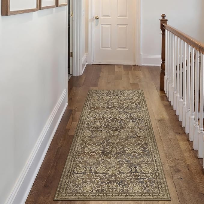 2x6 Runner Rug Brown Vintage Hallway Carpet Indoor Kitchen Washable Living Room by PureCozy