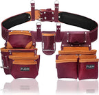 Heavy Duty 19 Pocket Leather Tool Belt Multipurpose Pockets Work Organizer - Image 9
