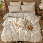 MooMee Striped Duvet Cover Set 100% Washed Cotton Linen Like Textured - Image 5