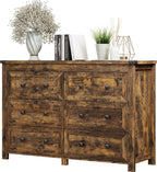 Dresser for Bedroom with 6 Drawers, Farmhouse Wood Chest of Drawers, Wide TV by Xixini