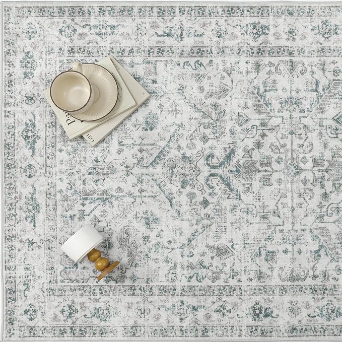 Blue 3x5 Entryway Rug Vintage Area Carpet Indoor Office Washable Door Mat - Image 6