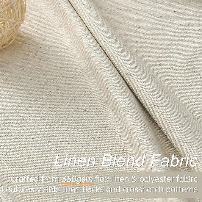 Topfinel Extral Wide Curtains, Cream Pinch Pleated 100% Blackout Linen Luxury - Image 5