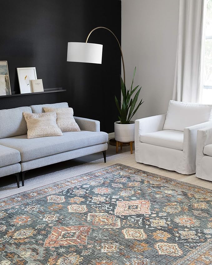 Loloi Skye Collection SKY-10 Sea/Rust 6'-0" x 9'-0" Area Rug by Loloi