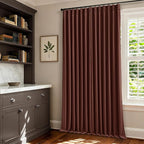 Chestnut Brown Pleated Linen Blackout Curtains 84 Inches Long - Image 7