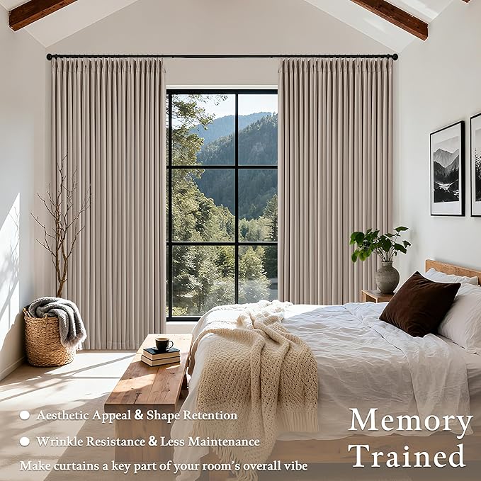 Extra Wide 70 Inch Burlywood Birch Blackout Bedroom Curtains 96 Inches Long - Image 5