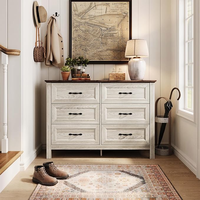 LINSY HOME 6 Drawers Dresser for Bedroom, Modern Farmhouse Dresser TV Stand - Image 7