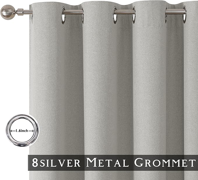 ChrisDowa 100% Blackout Light Grey Solid Curtains 96 Inches Long 2 Panels - Image 3